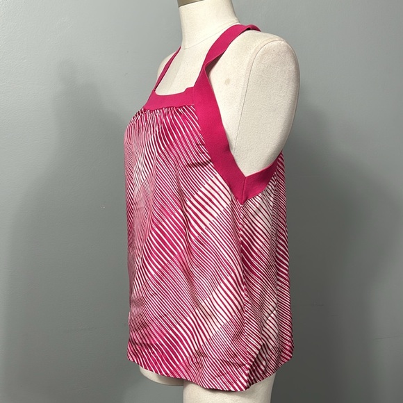 Theory 100% silk pink striped racerback tank top size M - Picture 2 of 14